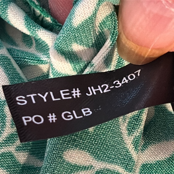 Jessica Howard Green Patterned 3/4 Sleeve collared V neck A line mini dress - Picture 13 of 15